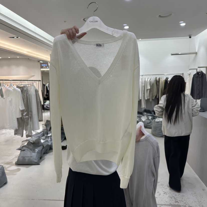 GALLERY-P韓國代購女裝新款人氣熱賣職業26春季針織衫V領亞麻GALLERY-P針織衫圖色1