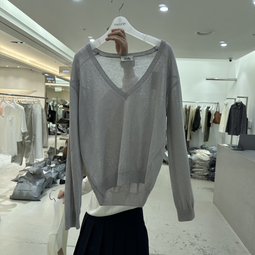 GALLERY-P韓國代購女裝新款人氣熱賣職業26春季針織衫V領亞麻GALLERY-P針織衫圖色2