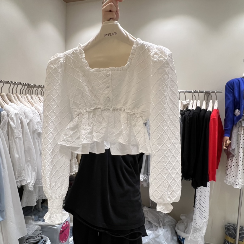 BY FLOW東大門實拍女士新款26春季職業休閑熱賣襯衫蕾絲衫BY FLOW襯衫/蕾絲衫圖色1