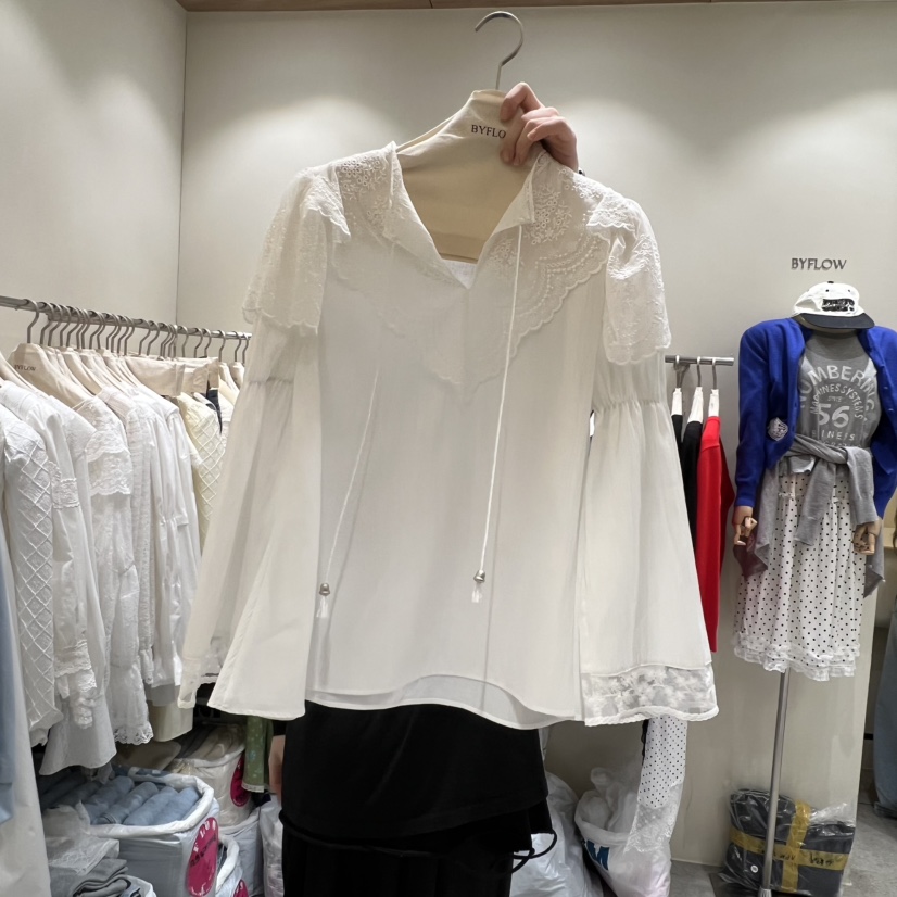 BY FLOW韓國代購女裝新款推薦時尚26春季熱賣襯衫蕾絲衫BY FLOW襯衫/蕾絲衫圖色1