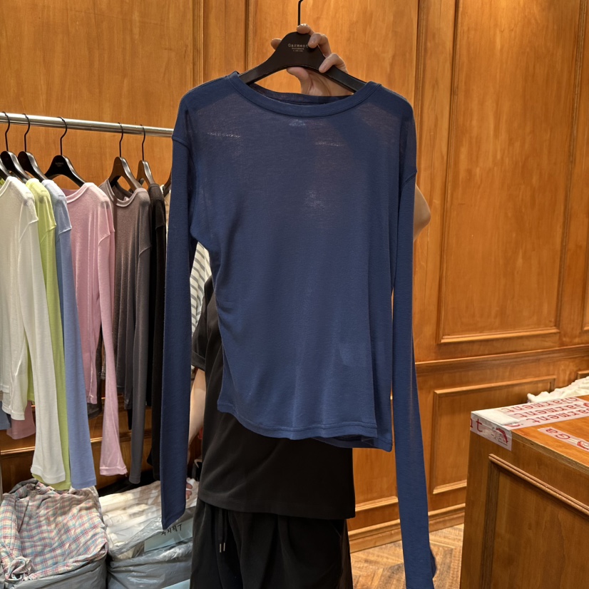 GARMENT-P東大門代購女士新款休閑職業熱賣人氣26春季長袖T恤GARMENT長袖T恤圖色5深藍色