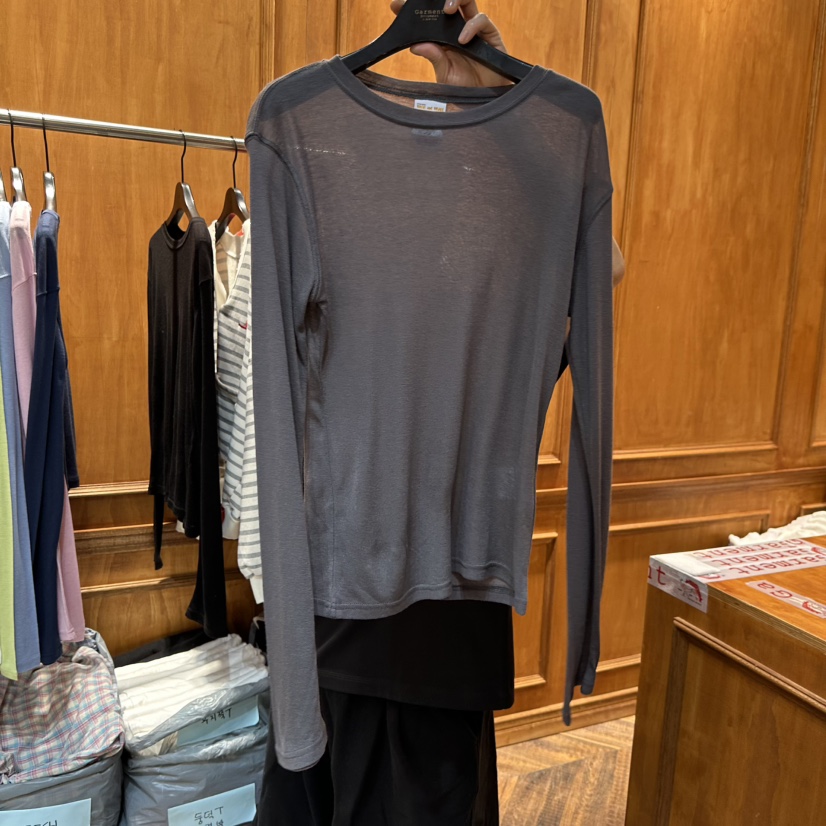 GARMENT-P東大門代購女士新款休閑職業熱賣人氣26春季長袖T恤GARMENT長袖T恤圖色6墨色