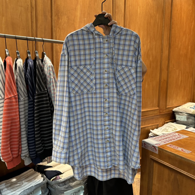 GARMENT-P東大門直郵女裝新款26春季推薦襯衫蕾絲衫兜帽GARMENT襯衫/蕾絲衫圖色2藍色