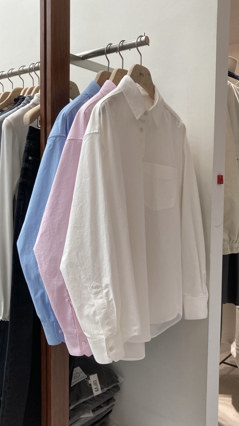 CURVY韓國直郵女裝新品人氣推薦職業熱賣襯衫蕾絲衫水洗棉CURVY襯衫/蕾絲衫圖色1左三色