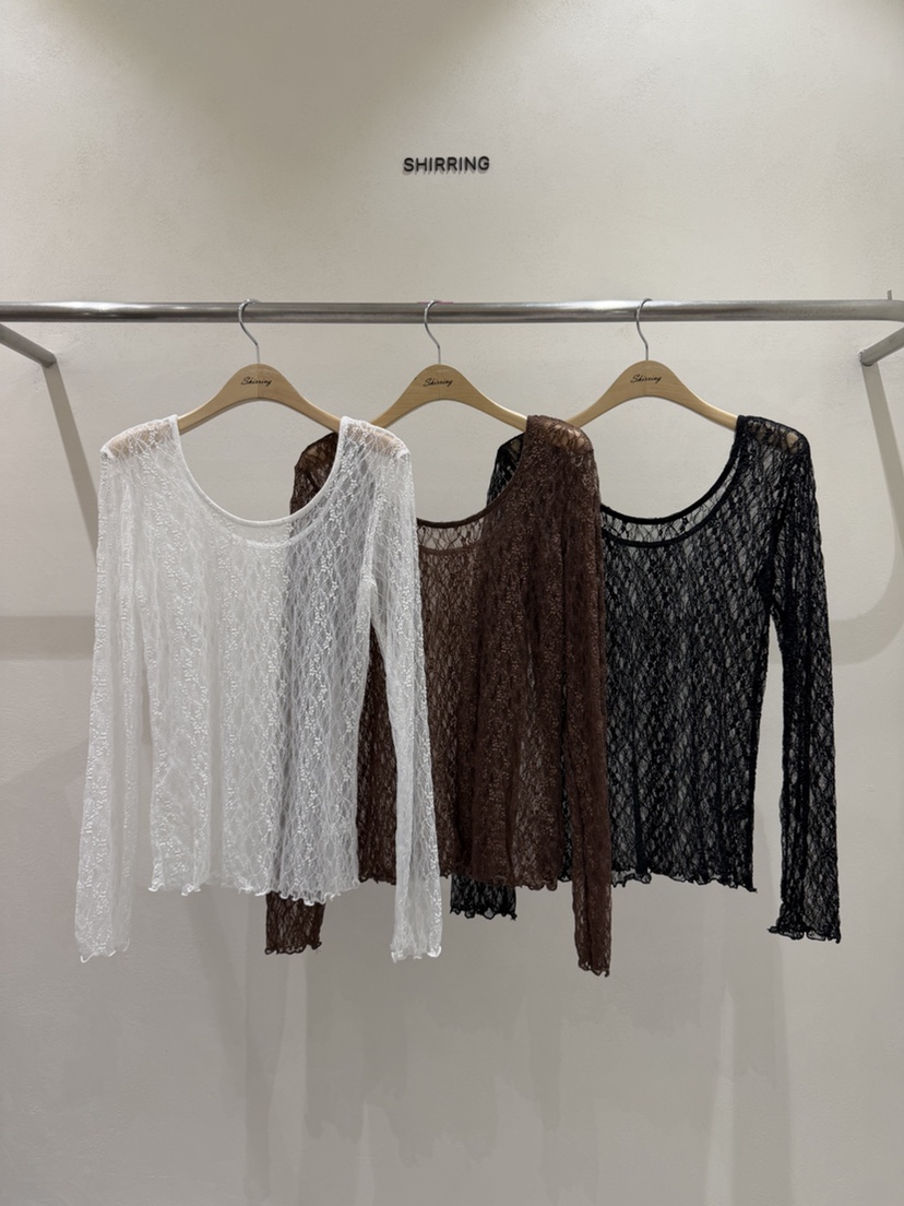 SHIRRING韓國代購女士新款職業休閑時尚真品推薦長袖T恤蕾絲SHIRRING長袖T恤