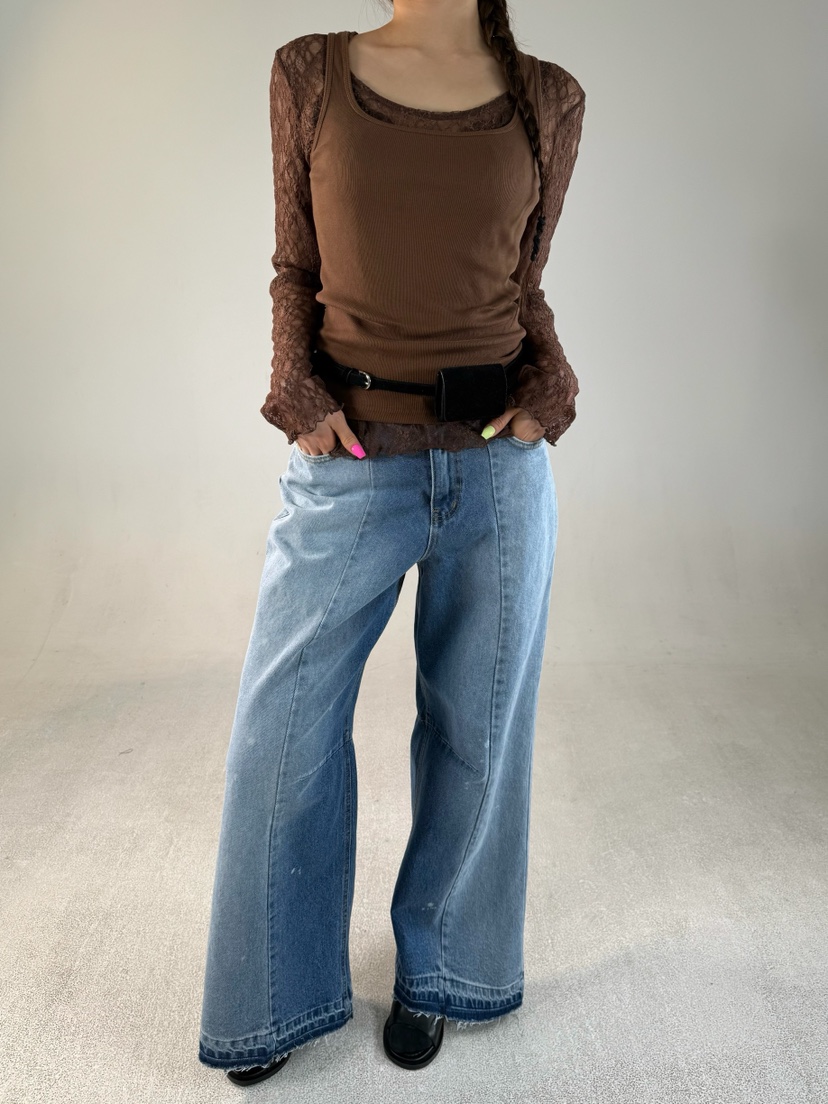 SHIRRING韓國代購女士新款職業休閑時尚真品推薦長袖T恤蕾絲SHIRRING長袖T恤