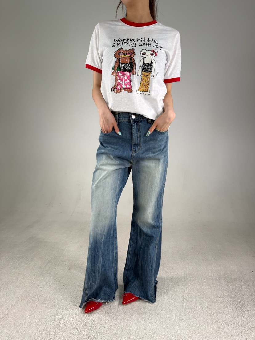 SHIRRING東大門實拍女士新品時尚推薦真品人氣休閑牛仔褲SHIRRING牛仔褲