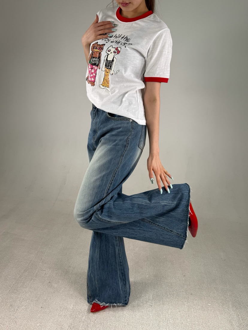 SHIRRING東大門實拍女士新品時尚推薦真品人氣休閑牛仔褲SHIRRING牛仔褲