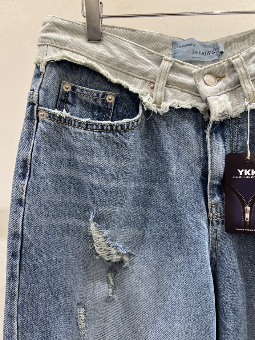 SHIRRING東大門直郵女裝新款人氣熱賣時尚休閑牛仔褲腰帶SHIRRING牛仔褲