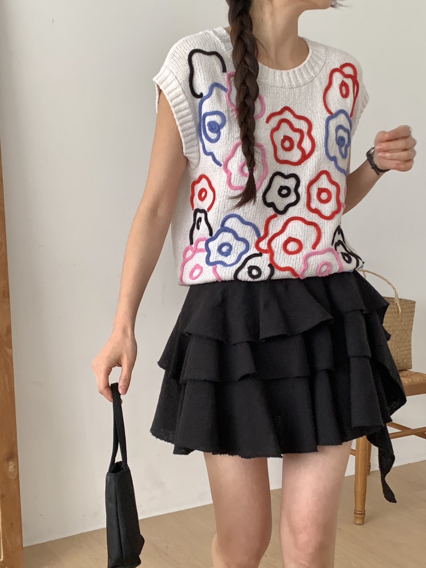 RE:OPENING東大門直郵女裝新款時尚真品休閑針織衫手工刺繡RE:OPENING針織衫