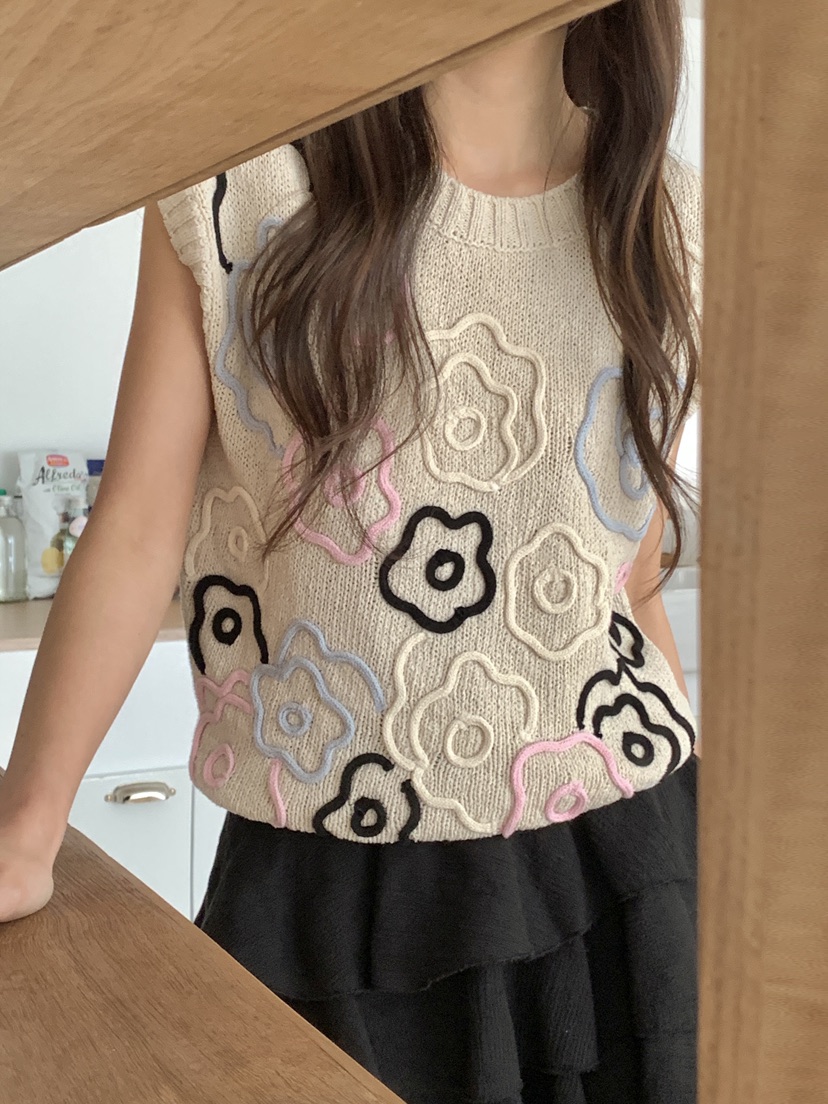 RE:OPENING東大門直郵女裝新款時尚真品休閑針織衫手工刺繡RE:OPENING針織衫