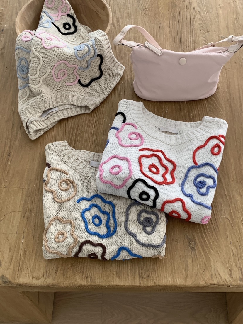 RE:OPENING東大門直郵女裝新款時尚真品休閑針織衫手工刺繡RE:OPENING針織衫