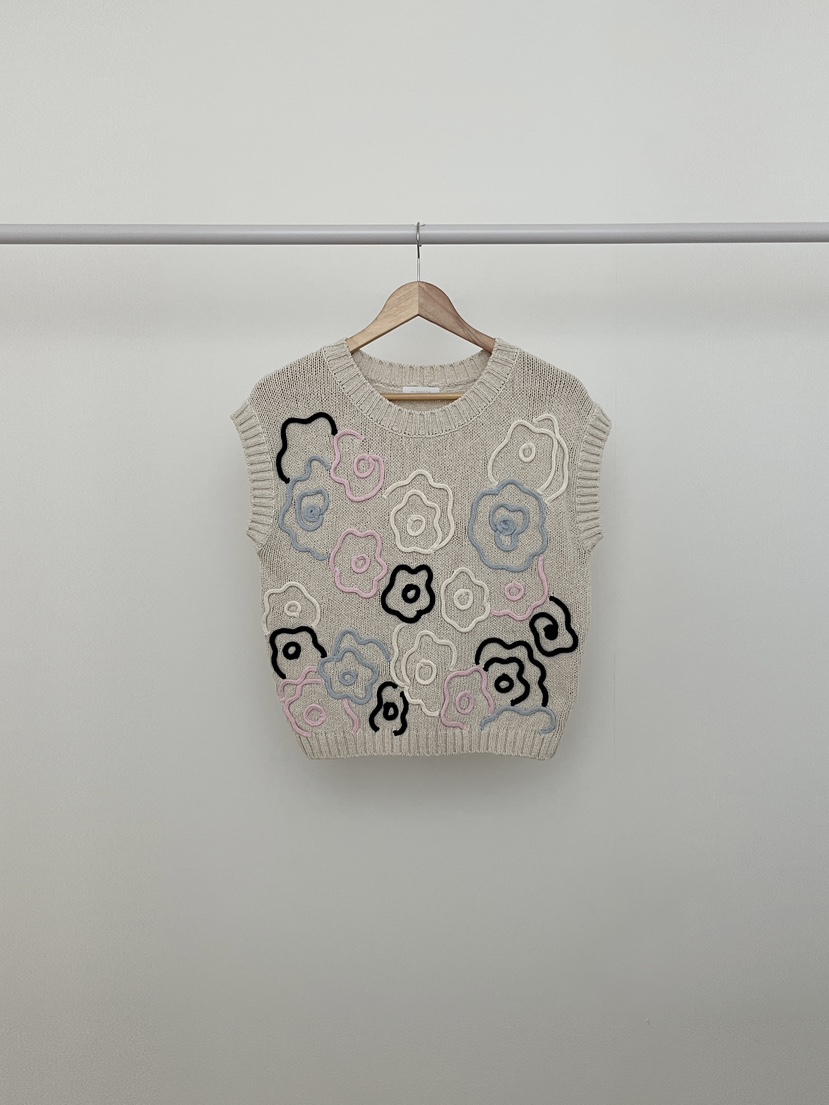 RE:OPENING東大門直郵女裝新款時尚真品休閑針織衫手工刺繡RE:OPENING針織衫圖色2