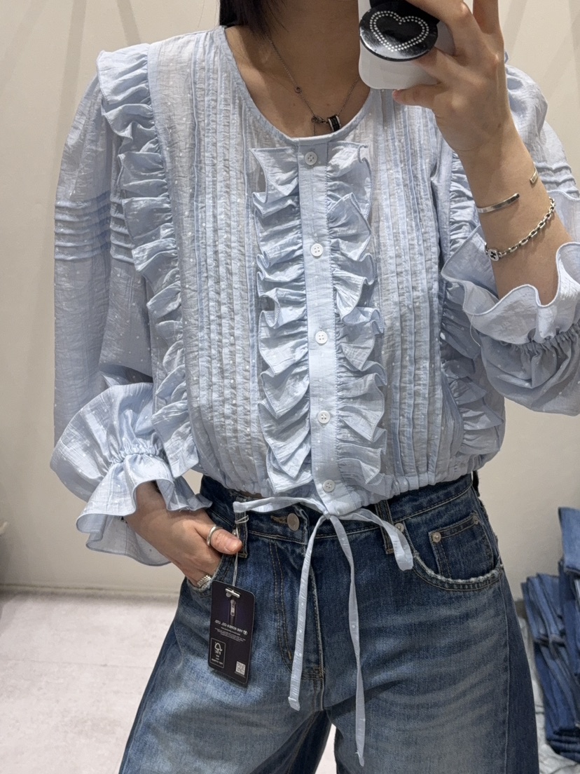 SHIRRING東大門代購女士新款休閑推薦職業時尚襯衫蕾絲衫棉SHIRRING襯衫/蕾絲衫