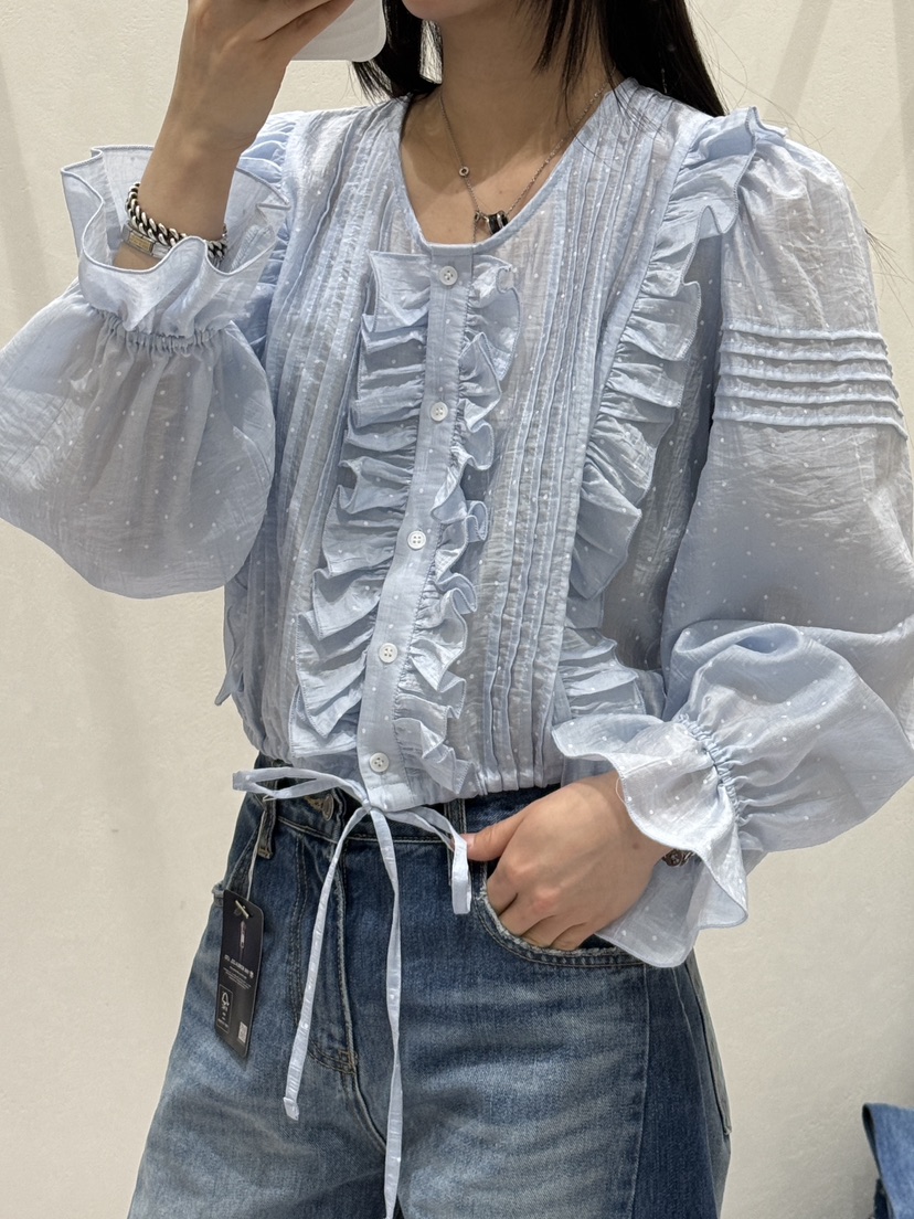 SHIRRING東大門代購女士新款休閑推薦職業時尚襯衫蕾絲衫棉SHIRRING襯衫/蕾絲衫