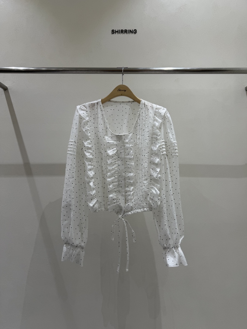 SHIRRING東大門代購女士新款休閑推薦職業時尚襯衫蕾絲衫棉SHIRRING襯衫/蕾絲衫圖色1