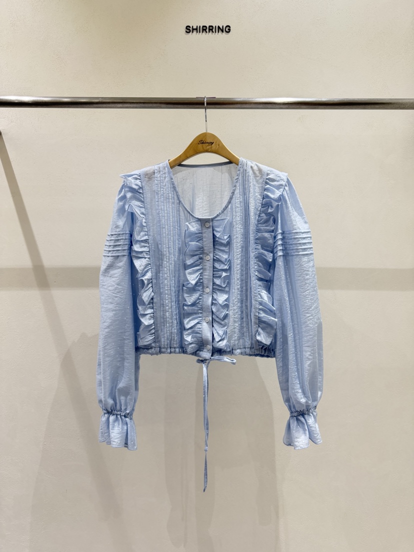 SHIRRING東大門代購女士新款休閑推薦職業時尚襯衫蕾絲衫棉SHIRRING襯衫/蕾絲衫圖色2