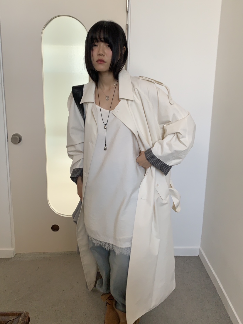 BAKING POWDER韓國直郵女裝新款真品26春夏長款風衣含腰帶BAKING POWDER長款風衣