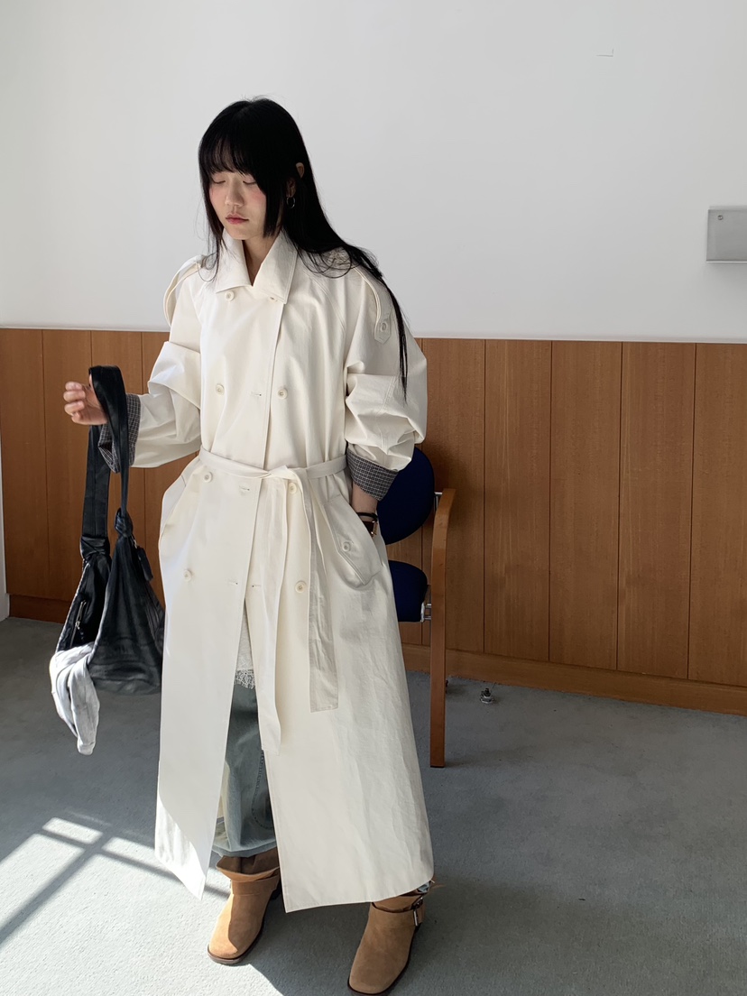 BAKING POWDER韓國直郵女裝新款真品26春夏長款風衣含腰帶BAKING POWDER長款風衣