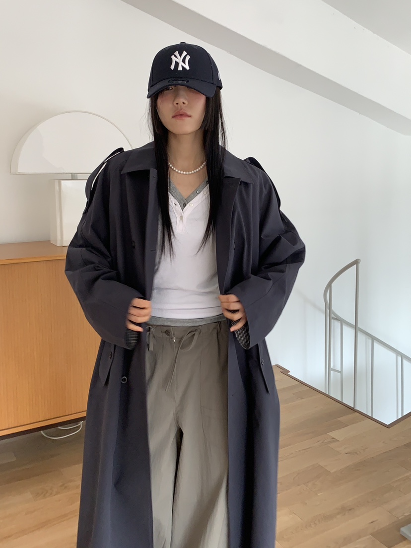 BAKING POWDER韓國直郵女裝新款真品26春夏長款風衣含腰帶BAKING POWDER長款風衣