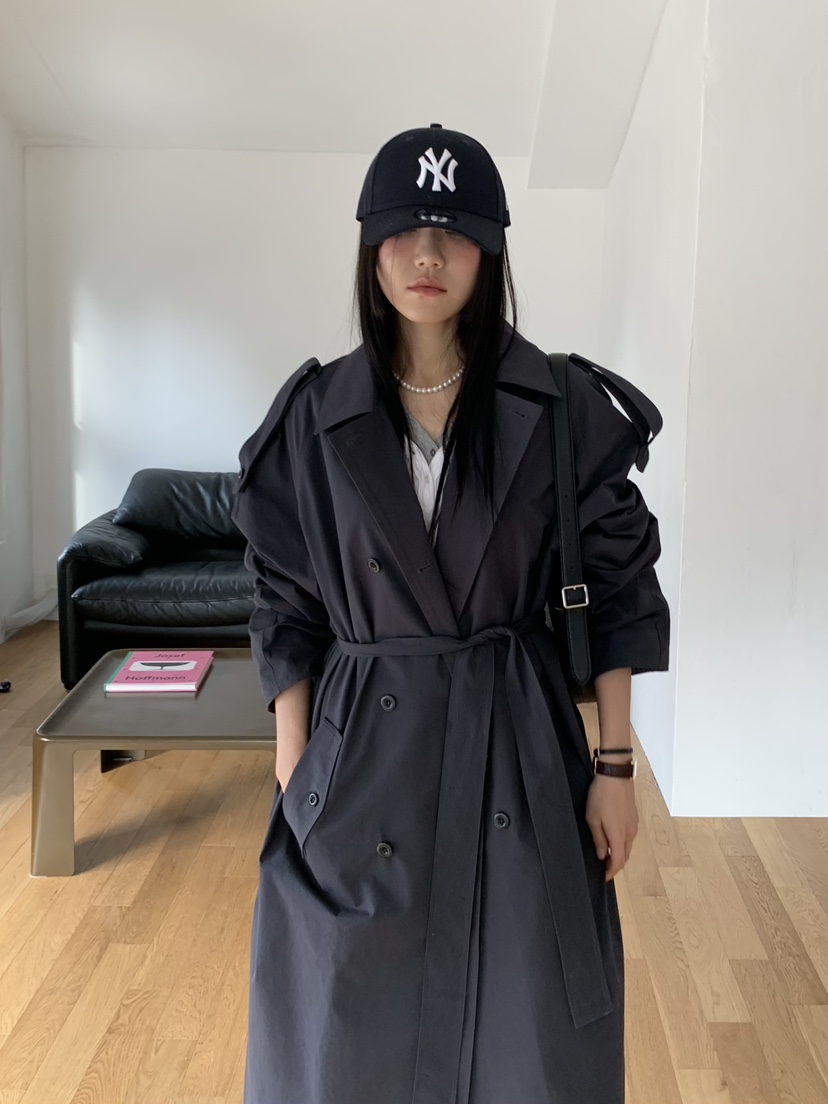 BAKING POWDER韓國直郵女裝新款真品26春夏長款風衣含腰帶BAKING POWDER長款風衣