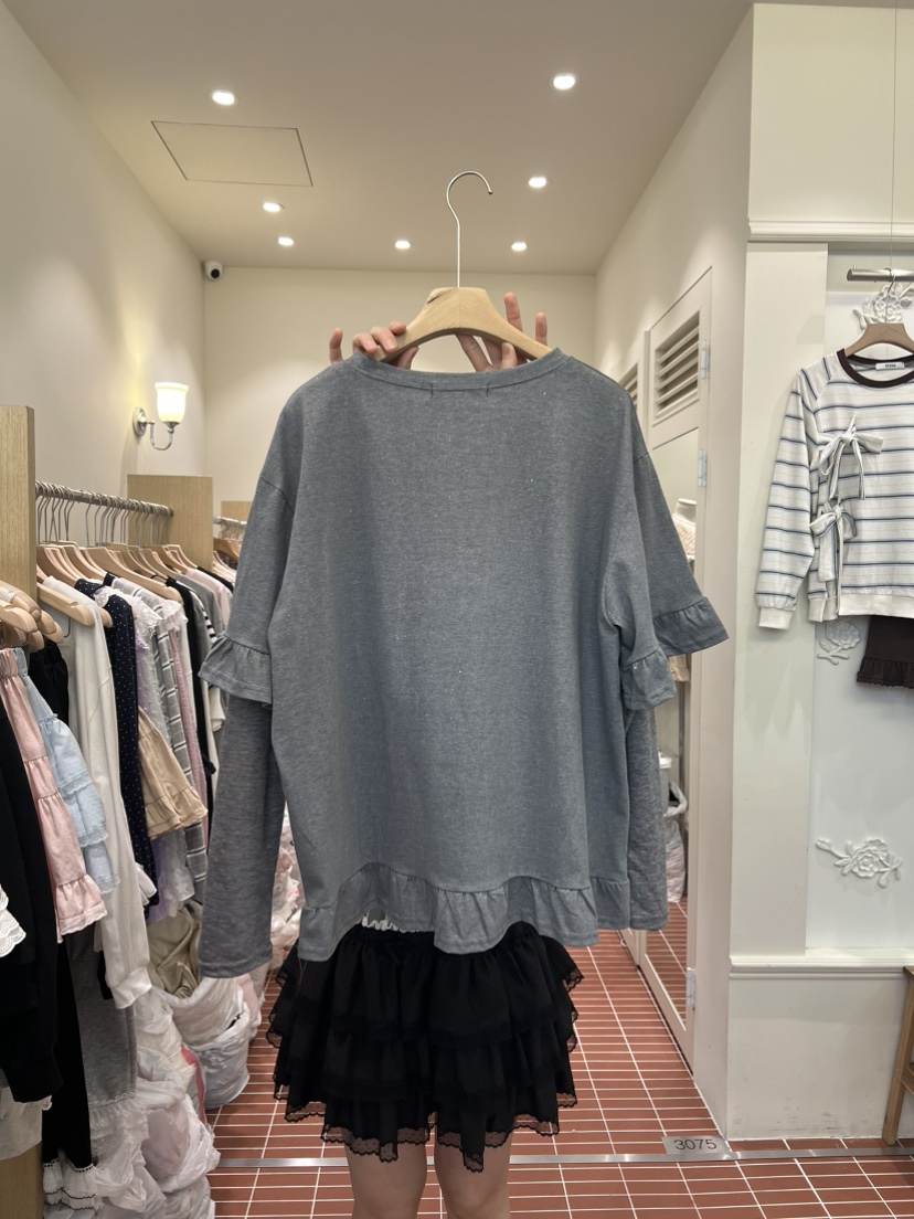 BE&amp;BE東大門實拍女裝新款職業26春夏推薦長袖T恤花朵BE&be長袖T恤