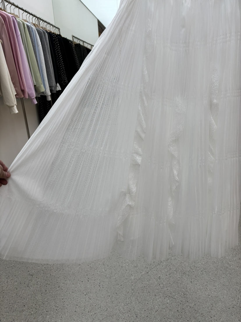 JUJU韓國直郵女士新品26春夏職業真品推薦人氣長裙蕾絲褶裥JUJU長裙