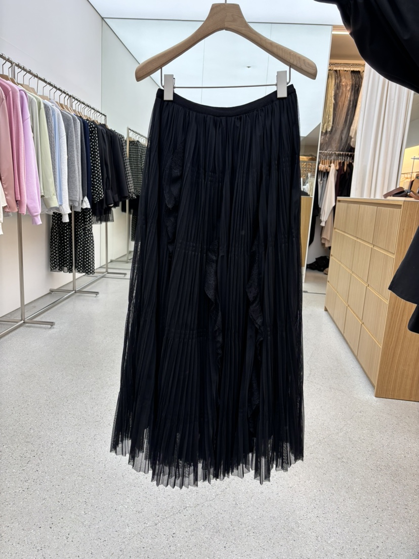 JUJU韓國直郵女士新品26春夏職業真品推薦人氣長裙蕾絲褶裥JUJU長裙圖色3