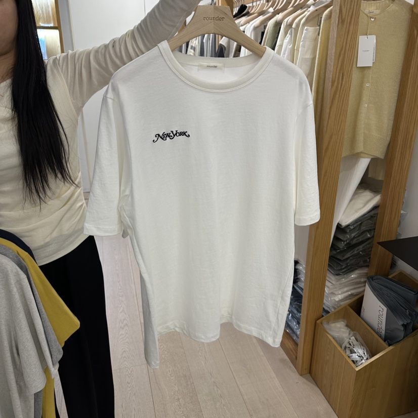 ROUNDER韓國代購女裝新品26春夏職業休閑推薦人氣T恤刺繡ROUNDERT恤圖色1