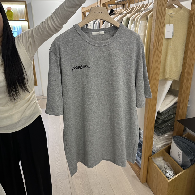 ROUNDER韓國代購女裝新品26春夏職業休閑推薦人氣T恤刺繡ROUNDERT恤圖色3