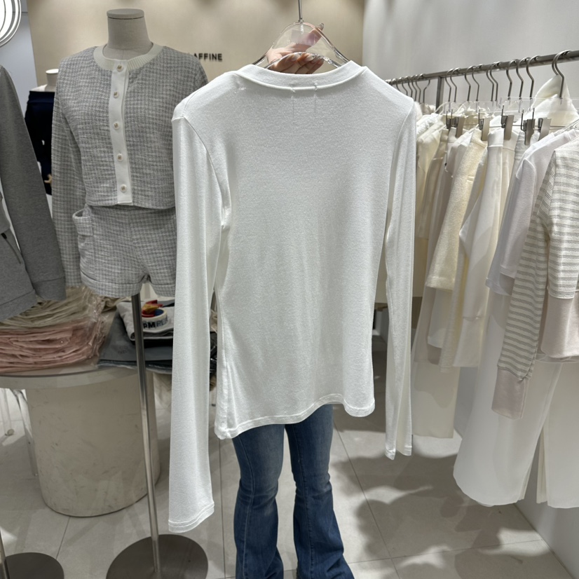 LAFFINE-P韓國直郵女士新款人氣真品推薦熱賣長袖T恤紐扣LAFFINE-P長袖T恤
