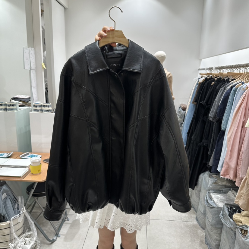XPARTY東大門實拍女裝新品真品人氣職業時尚26春夏休閑皮衣XPARTY皮衣