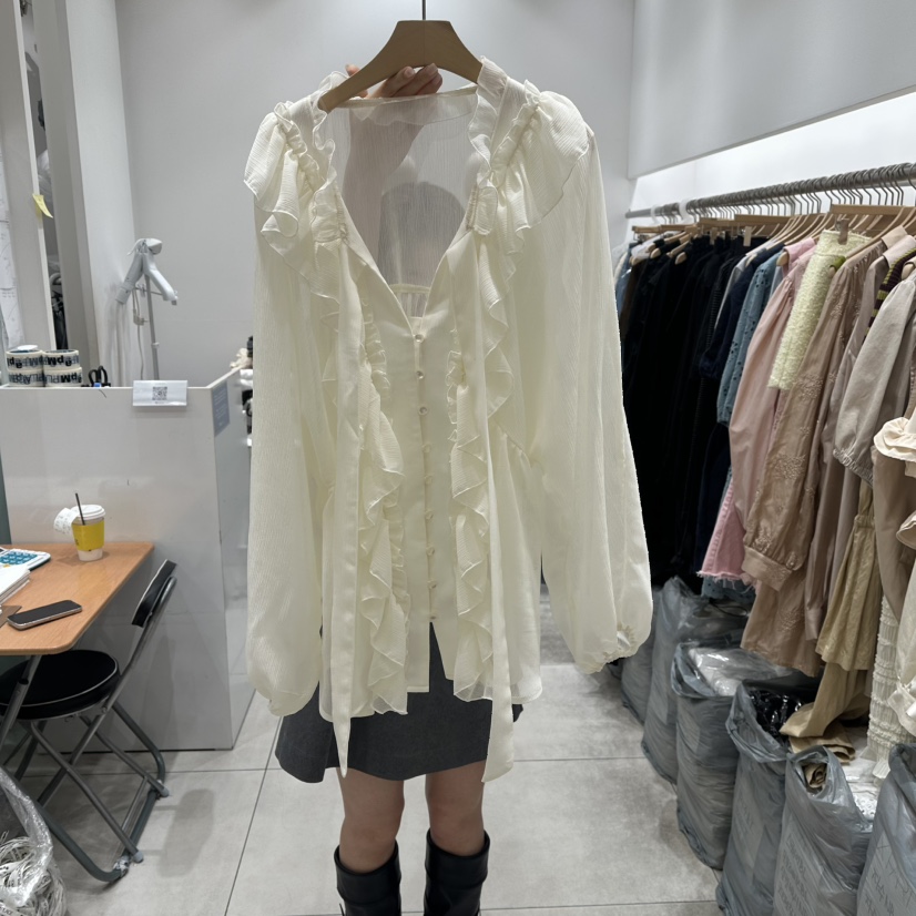 XPARTY韓國代購女裝新品真品人氣時尚推薦休閑襯衫蕾絲衫XPARTY襯衫/蕾絲衫圖色1