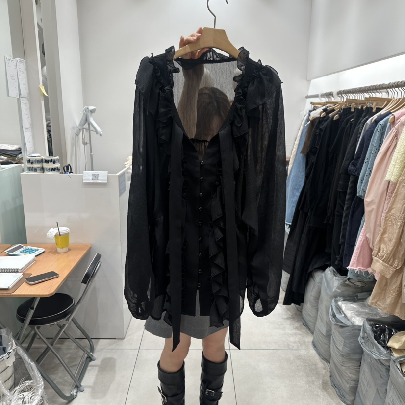 XPARTY韓國代購女裝新品真品人氣時尚推薦休閑襯衫蕾絲衫XPARTY襯衫/蕾絲衫圖色2