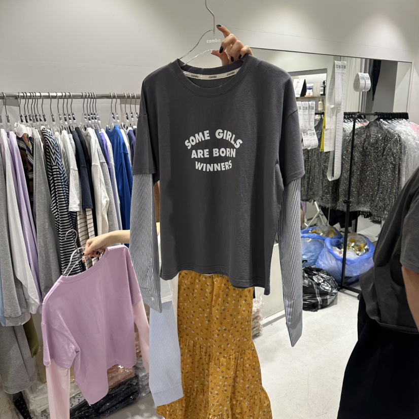 COMBO東大門實拍女裝新品職業時尚26春夏休閑長袖T恤假兩件COM_BO長袖T恤圖色2