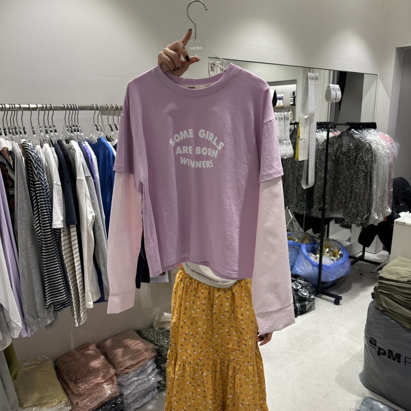 COMBO東大門實拍女裝新品職業時尚26春夏休閑長袖T恤假兩件COM_BO長袖T恤圖色3