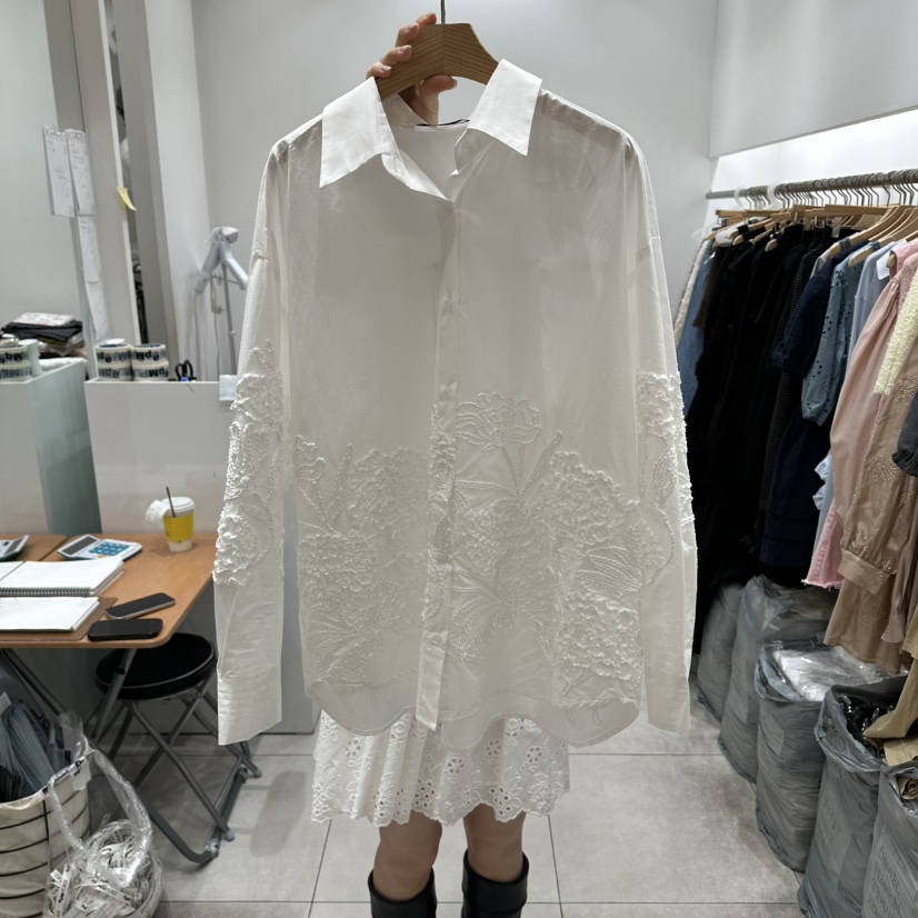 XPARTY東大門代購女士新品職業熱賣真品時尚襯衫蕾絲衫刺繡XPARTY襯衫/蕾絲衫圖色1