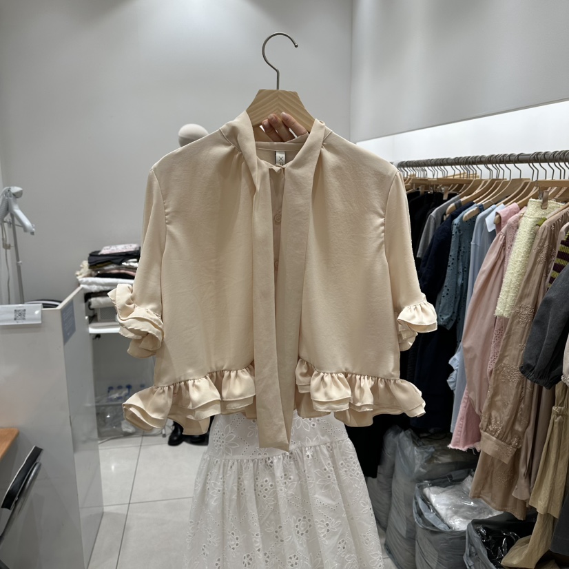 XPARTY韓國直郵女士新款26春夏真品人氣休閑時尚襯衫蕾絲衫XPARTY襯衫/蕾絲衫圖色1