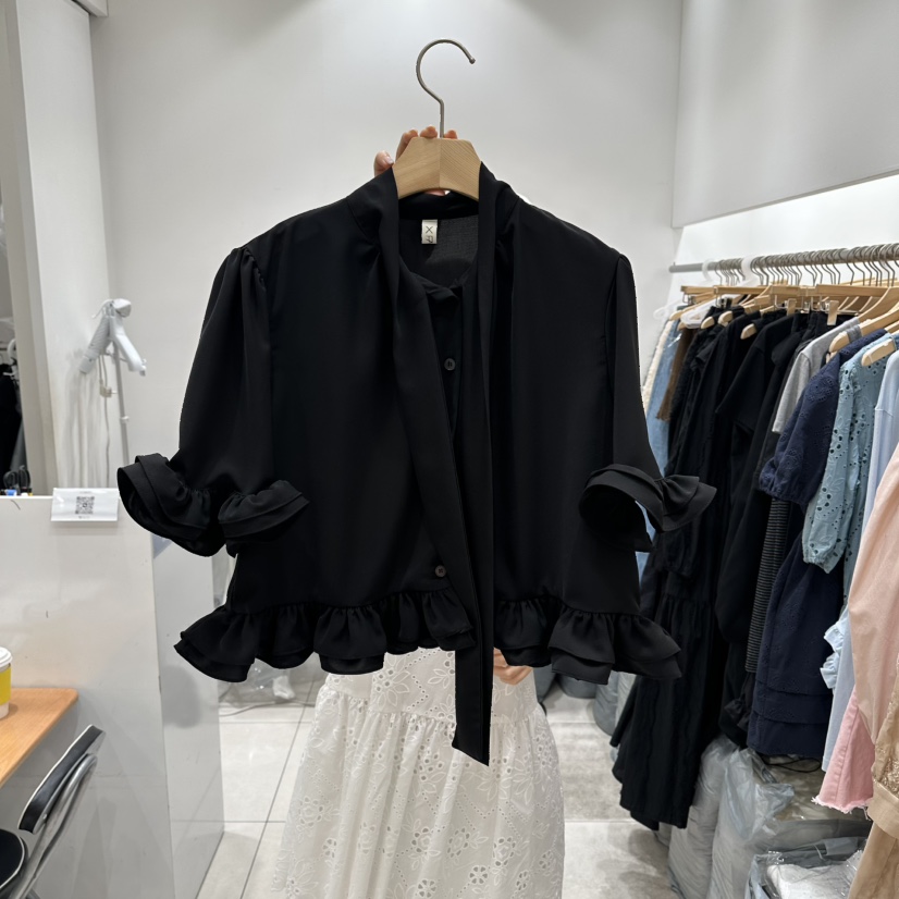 XPARTY韓國直郵女士新款26春夏真品人氣休閑時尚襯衫蕾絲衫XPARTY襯衫/蕾絲衫圖色3