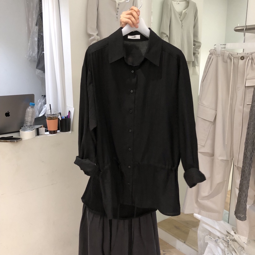 AUBE東大門直郵女士新款推薦職業人氣真品襯衫蕾絲衫褶皺AUBE襯衫/蕾絲衫圖色2