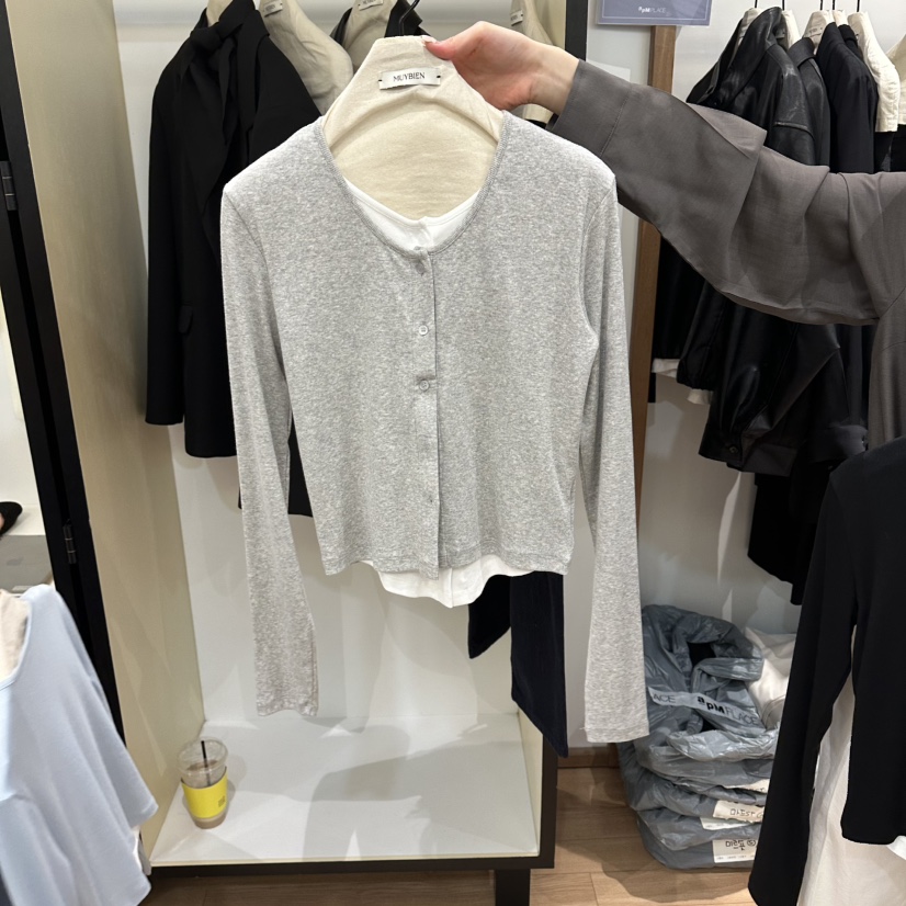 MUYBIEN韓國直郵女士新品推薦26春夏真品人氣針織衫假兩件MUYBIEN針織衫圖色2