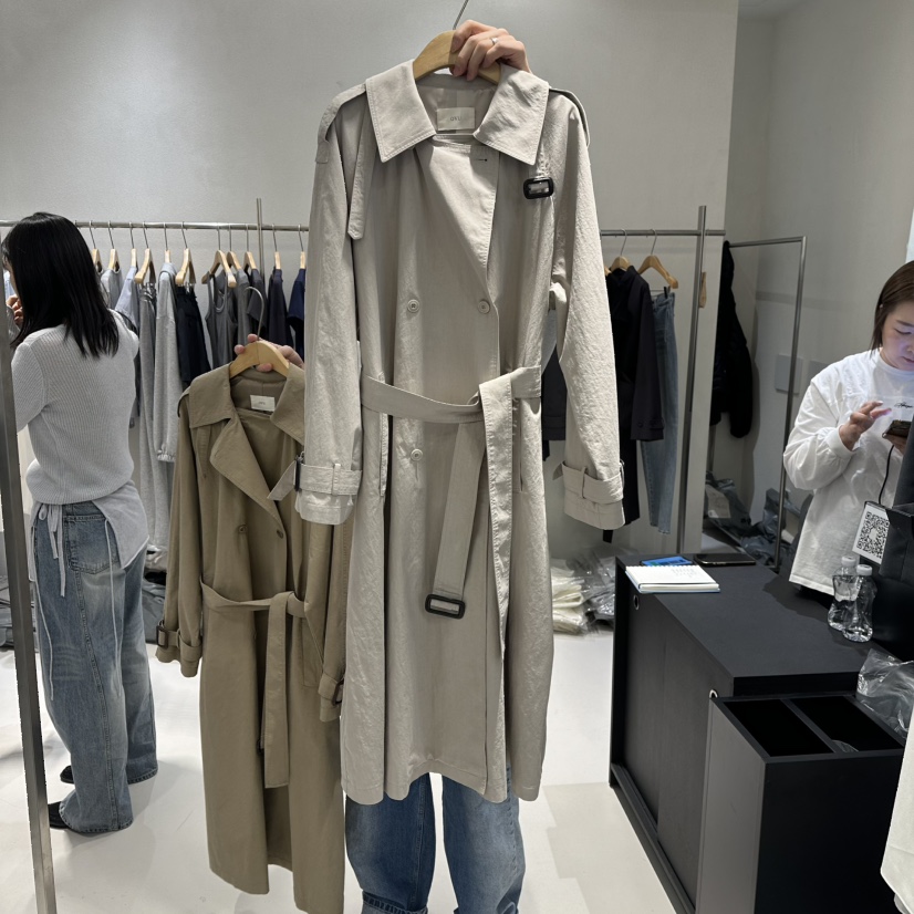 OVU東大門直郵女裝新品熱賣職業休閑推薦時尚長款風衣含腰帶OVU長款風衣圖色1