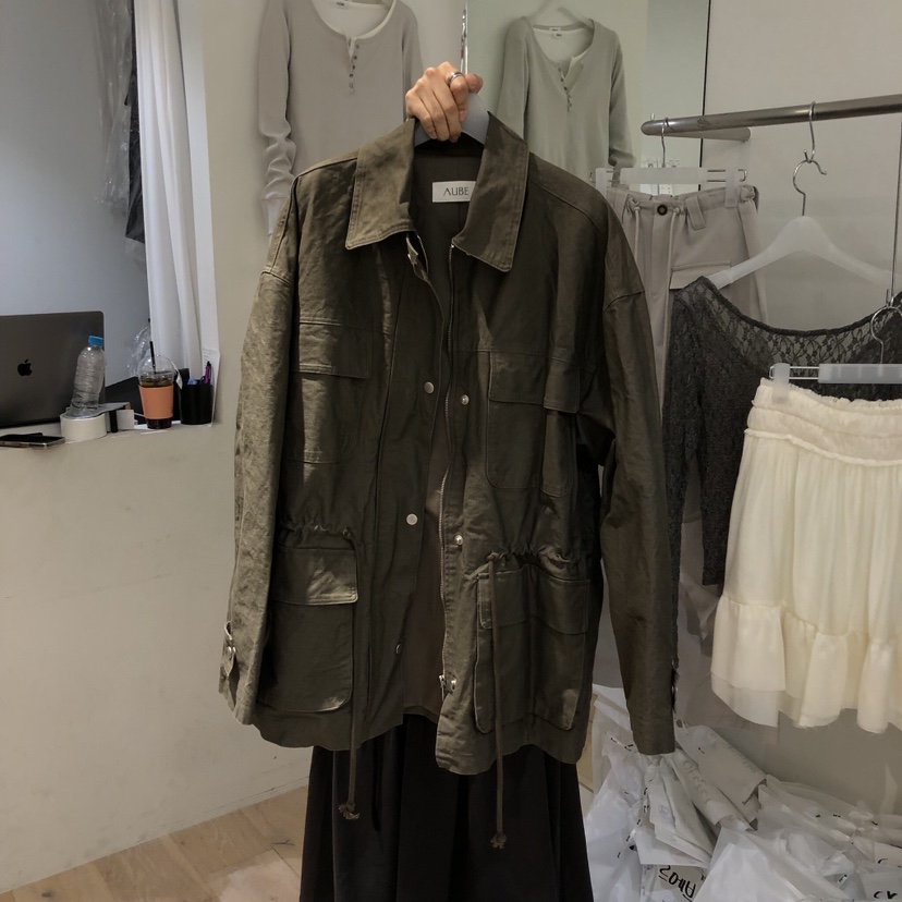 AUBE韓國代購女士新款推薦時尚真品熱賣26春夏休閑夾克褶皺AUBE夾克圖色1