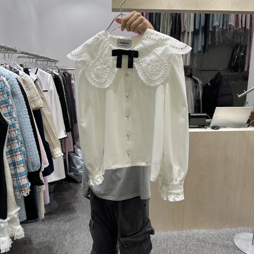NAPKIN韓國代購女士新款職業26春夏休閑時尚真品襯衫蕾絲衫NAPKIN襯衫/蕾絲衫圖色1