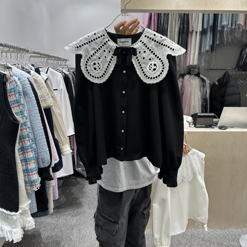 NAPKIN韓國代購女士新款職業26春夏休閑時尚真品襯衫蕾絲衫NAPKIN襯衫/蕾絲衫圖色2