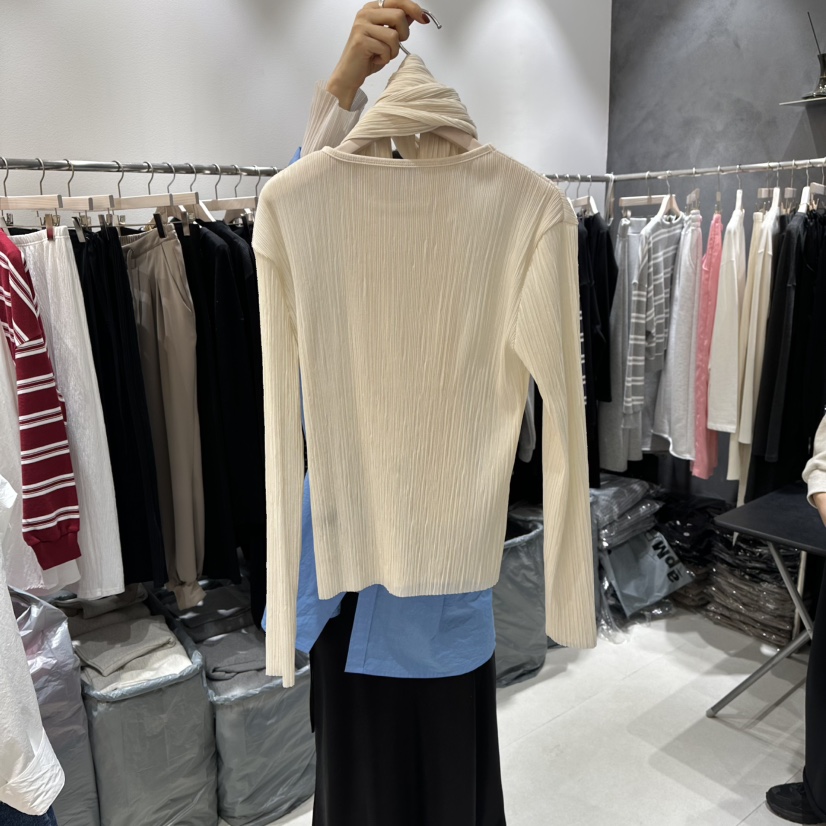 OPEN東大門實拍女士新品職業時尚休閑針織衫含圍巾套裝透明OPEN針織衫