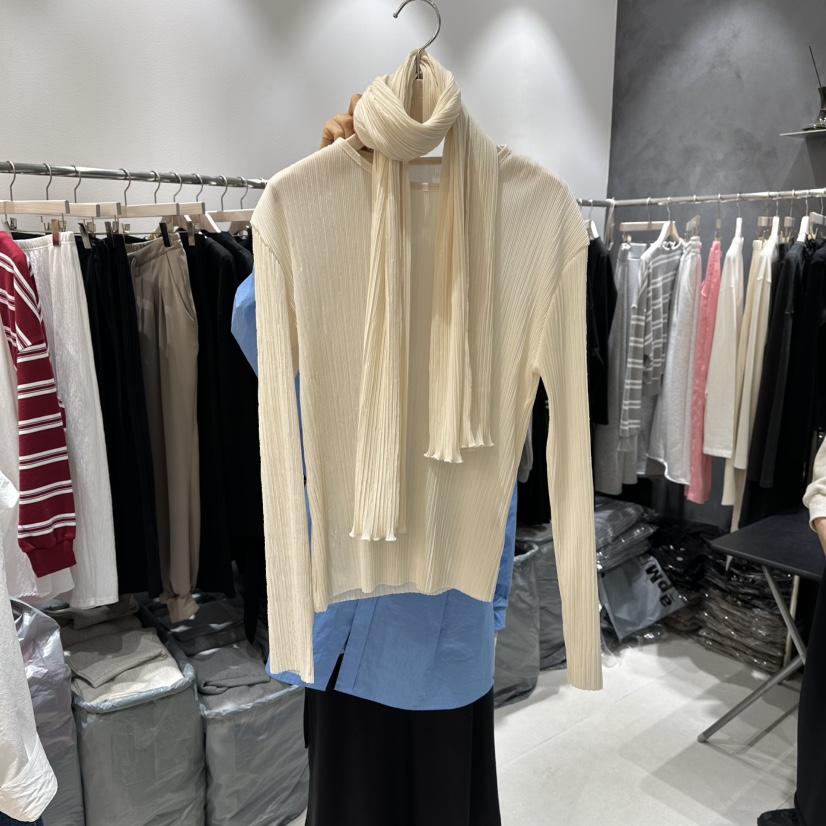 OPEN東大門實拍女士新品職業時尚休閑針織衫含圍巾套裝透明OPEN針織衫圖色2