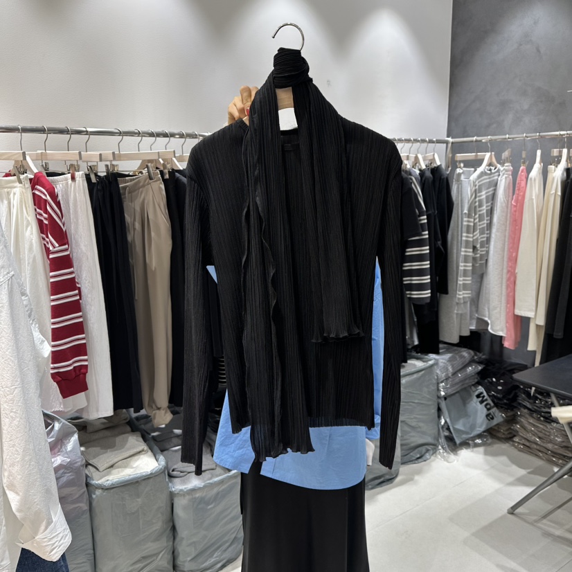 OPEN東大門實拍女士新品職業時尚休閑針織衫含圍巾套裝透明OPEN針織衫圖色3