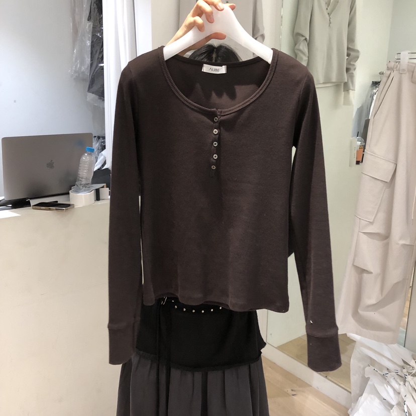 AUBE韓國直郵女士新品職業人氣推薦時尚真品26春夏長袖T恤AUBE長袖T恤圖色1
