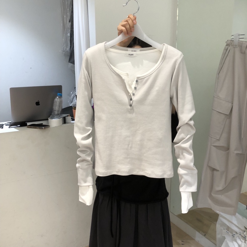 AUBE韓國直郵女士新品職業人氣推薦時尚真品26春夏長袖T恤AUBE長袖T恤圖色2